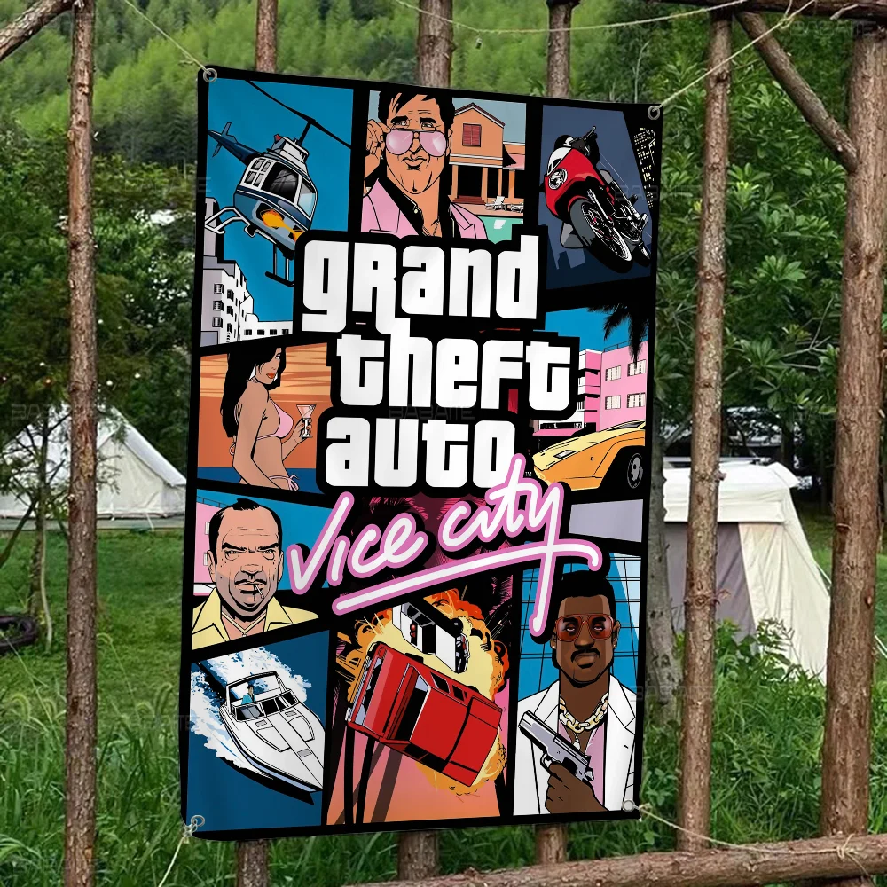 

Grand Theft Auto Retro Flags Multiple Choice Living Studio Booth Interior Decoration Banner