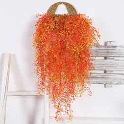 Artificial Golden Bell Willow Plants And Fowers, Decorated With Hanging Baskets In Spring and Autumn Home Restaurants