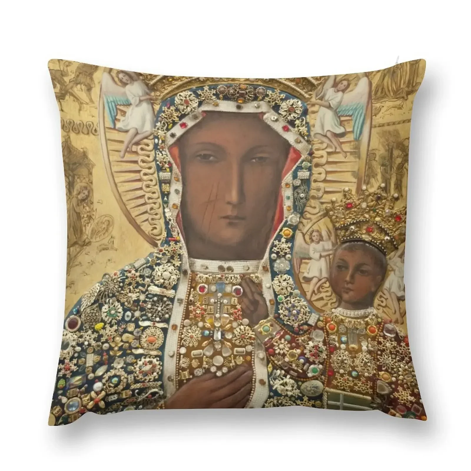 

Our Lady of Czestochowa Bejeweled Picture Throw Pillow Pillow Case Sofa Covers pillow