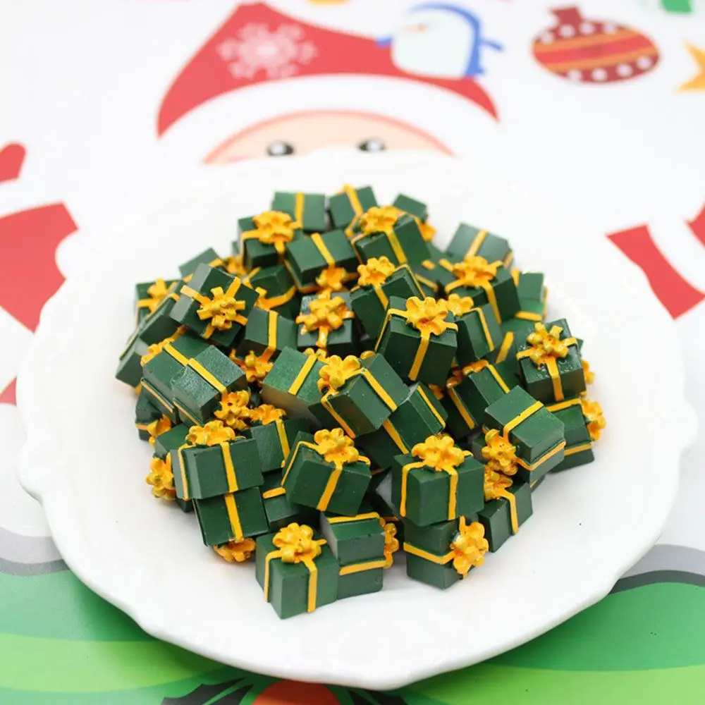 10PCS Miniature Resin Christmas Gift Box Home Decoration Small and Cute Ornaments Accessories