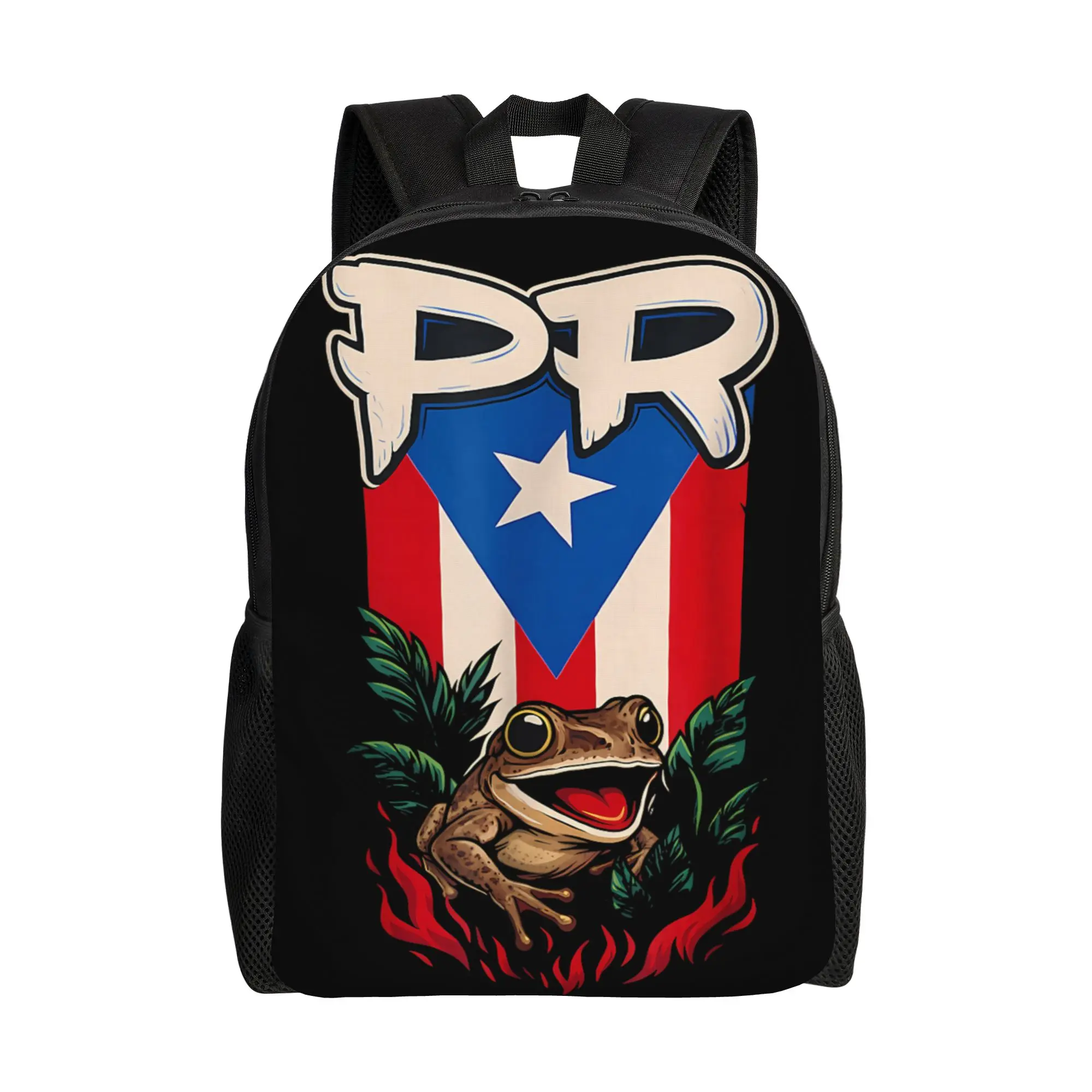 

1Piece Coqui Frog Puerto Rico Flag Knapsack Zipper Closure Bookbag Back To School Gift New Term Starts