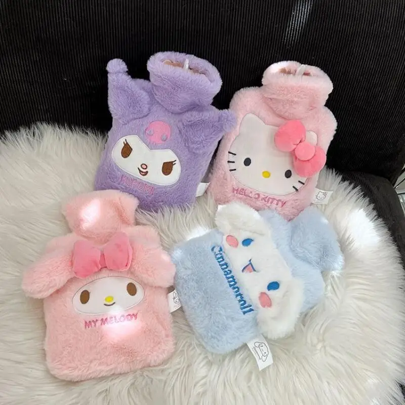 سانريوس Kawaii غطاء زجاجة الماء الساخن مرحبا كيتي فتاة زجاجة الماء الساخن غطاء مخملي جهاز تدفئة محمول بسيط الحلو طباعة الإبداعية #6