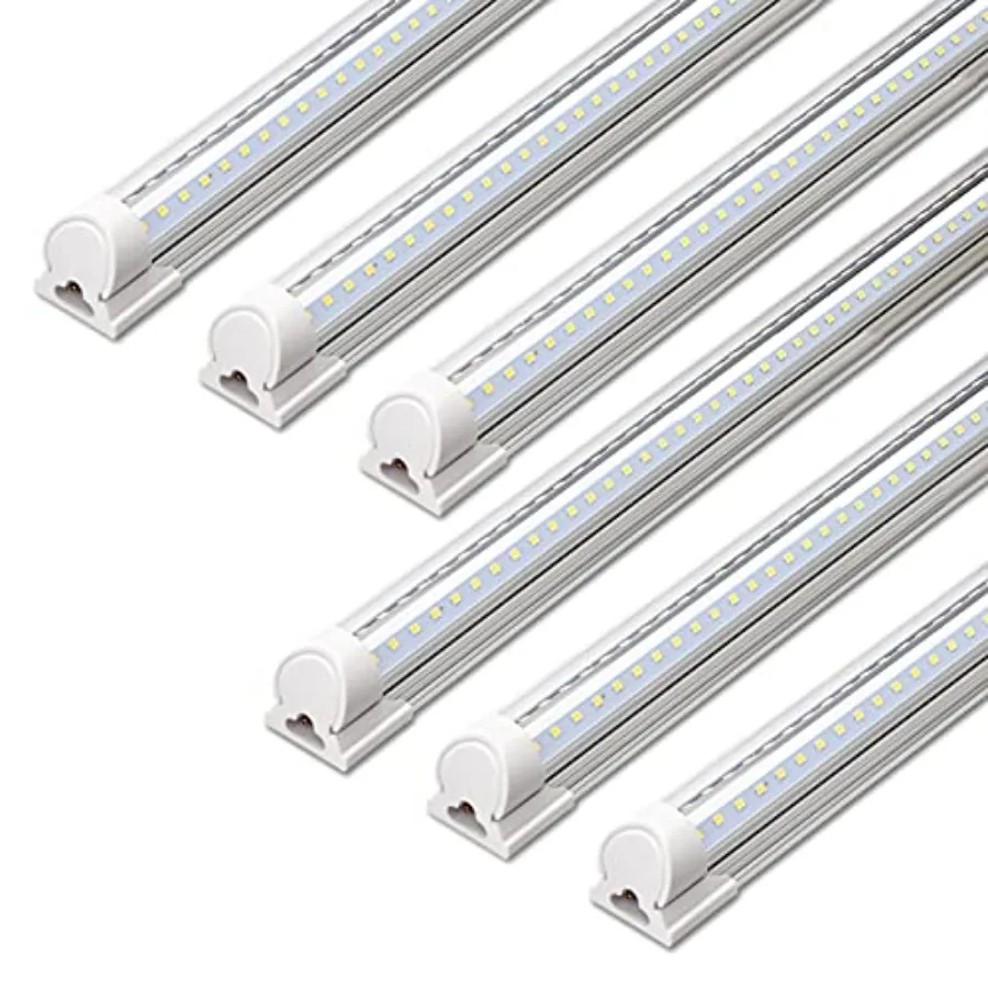LED Shop Lights, 40W 5500LM, 4Feet Integrated Fixture, V Shape, T8 Light Tube, Daylight White, Clear Cover, High Output, LED Sh