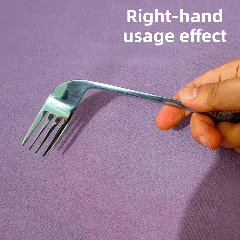 Stainless Self Feeding Utensil Angled Elderly Patients Curved Spoon Fork Lightweight Reduce Wrist Pressure Feeding Aid Tableware
