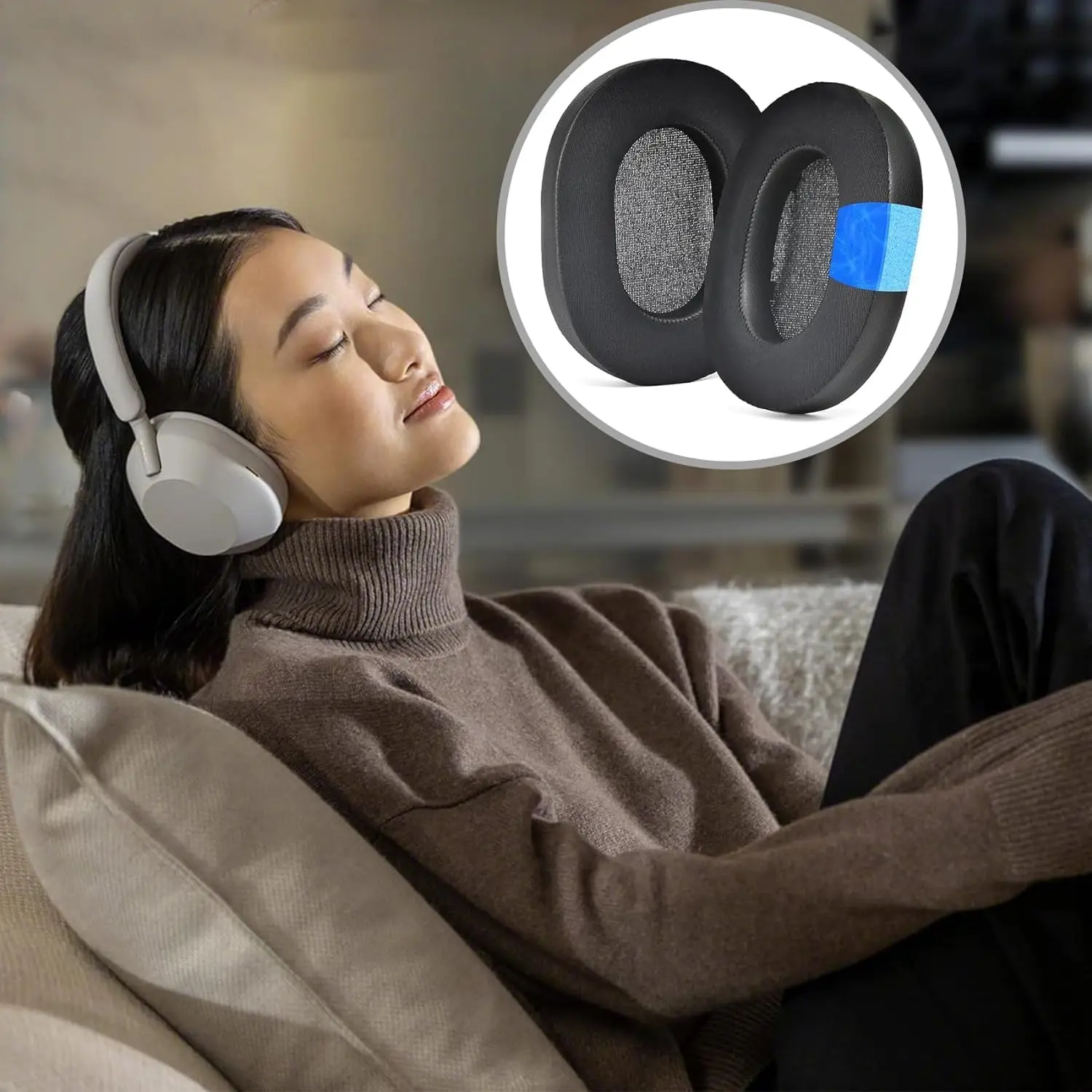 1000XM5 Replacement Ear Pads Cushions for Sony WH-1000XM5(WH1000XM5) Noise Canceling Headphones, Upgraded Cooling Gel view 5