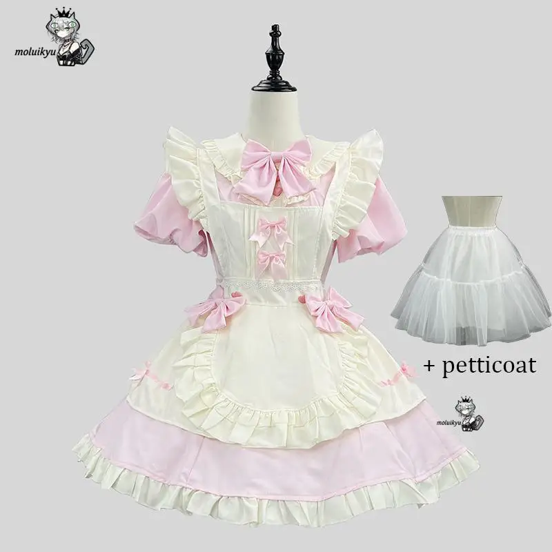 

Plus Size Lolita Woman's Maid Dress Anime French Sweet Cute Cosplay Costume Girls Elegant Waist Hugging Dress Clothes Anime Con