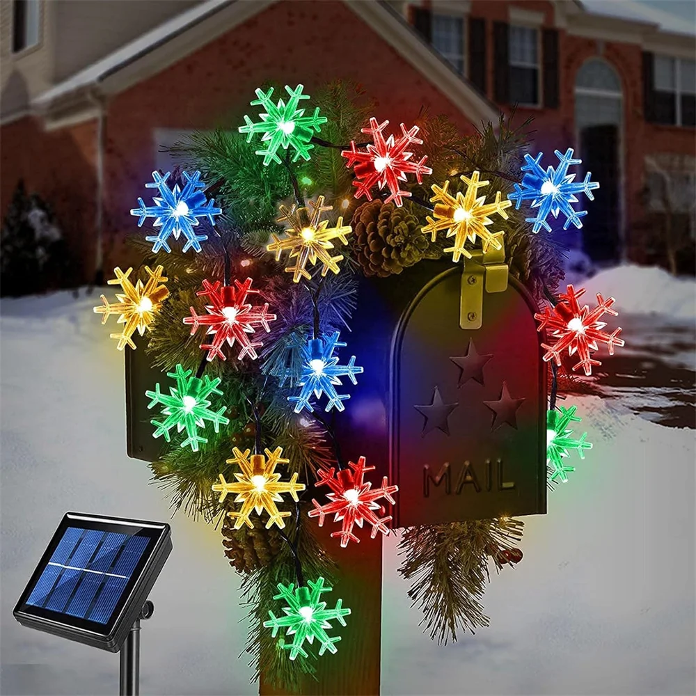 2024 Solar Snowflake Lights for Outdoor Christmas Decorations 8 Modes Waterproof Solar Powered String Lights for Xmas Tree 310