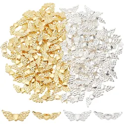 200 Pcs Wing Charm Beads 2 Color Angel Charm Pendants Angel Fairy Spacer Beads for Jewelry Making DIY Crafting Accessories