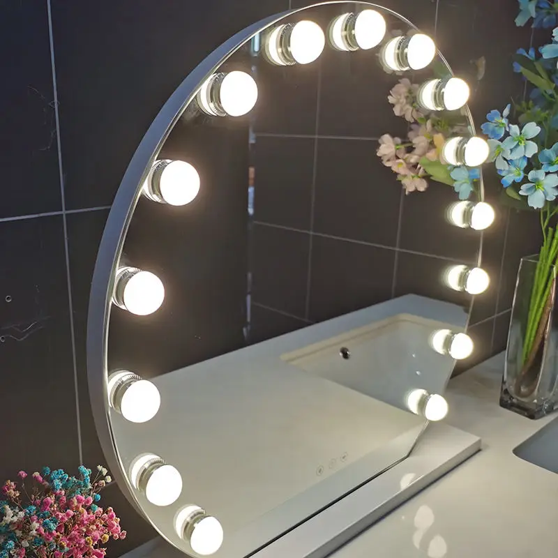 Espejo de maquillaje con bombillas Led Hollywood para el hogar, gran escritorio personalizado de buena calidad con luces