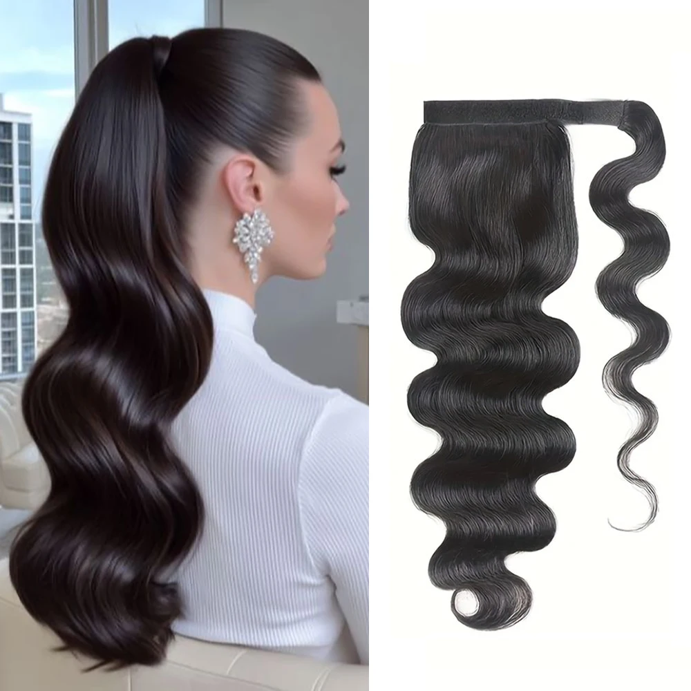 

Ponytail Human Hair Body Wave Hair Pony Ponytail With Magic Paste 100% Brazilian Human Hair Ponytail Extensions Natural Hair