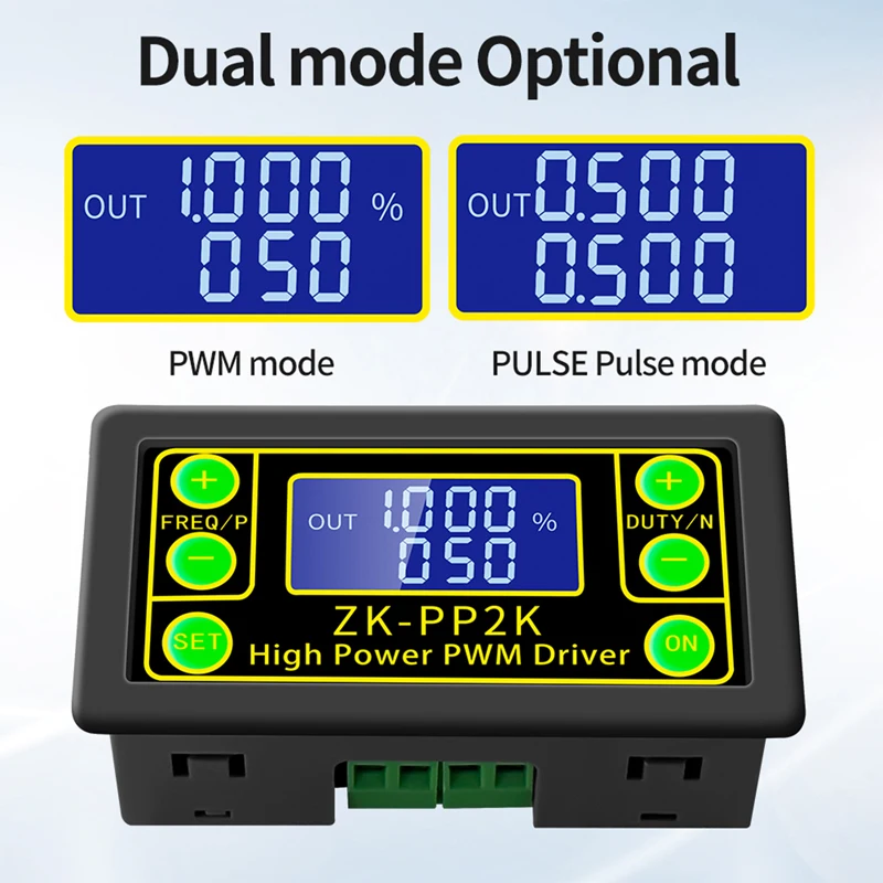 ZK-PP2K PWM إشارة مولد 8A نموذج مشغل للمحرك/مصباح وضع مزدوج LCD PWM نبض تردد واجب دورة وحدة قابلة للتعديل