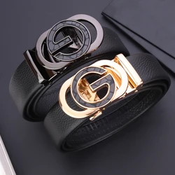 Genuine Leather Belt Metal Alloy Automatic Buckle Brand Luxury Design Waist Belts for Men Strap Male Men belts