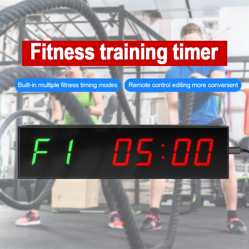 Super Large Screen Gym Timer 1.5 Inch Digits Count Down/Up Timer Boxing Cycle Interval Clock Stopwatch for Gym Fitness Training