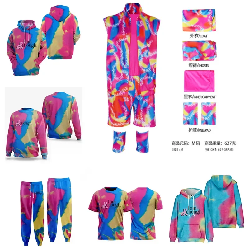 2023 Ken Ryan Gosling Barb Cosplay For Men Hawaiian Shirts Short Pants Barbie Movie Ken's Beach Wear Set Adult Costume OI4909