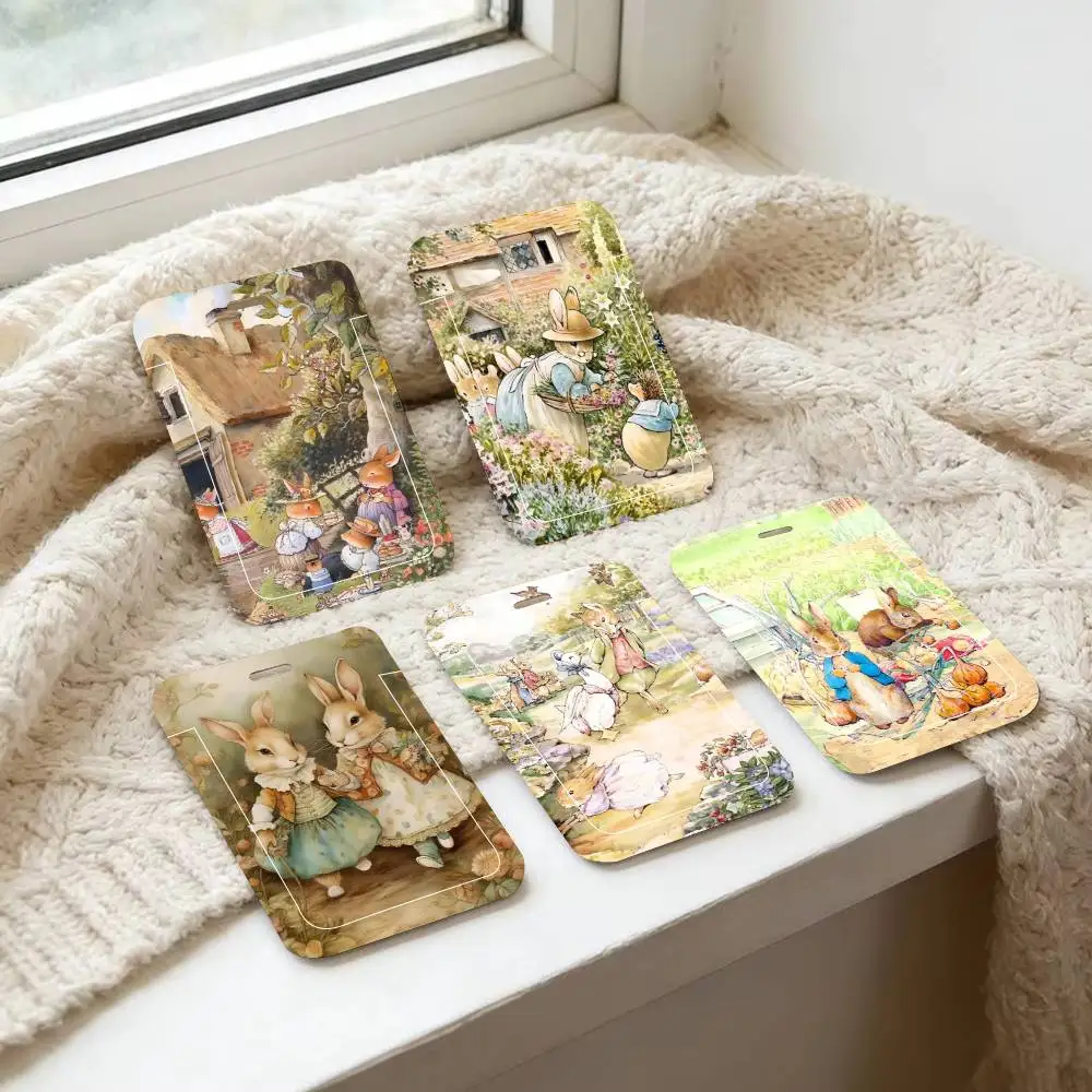 Child P-Peter Rabbit ID Card Holder Lanyard Covers Women Men Work Permit Holder Students Kids Bus Cards Case