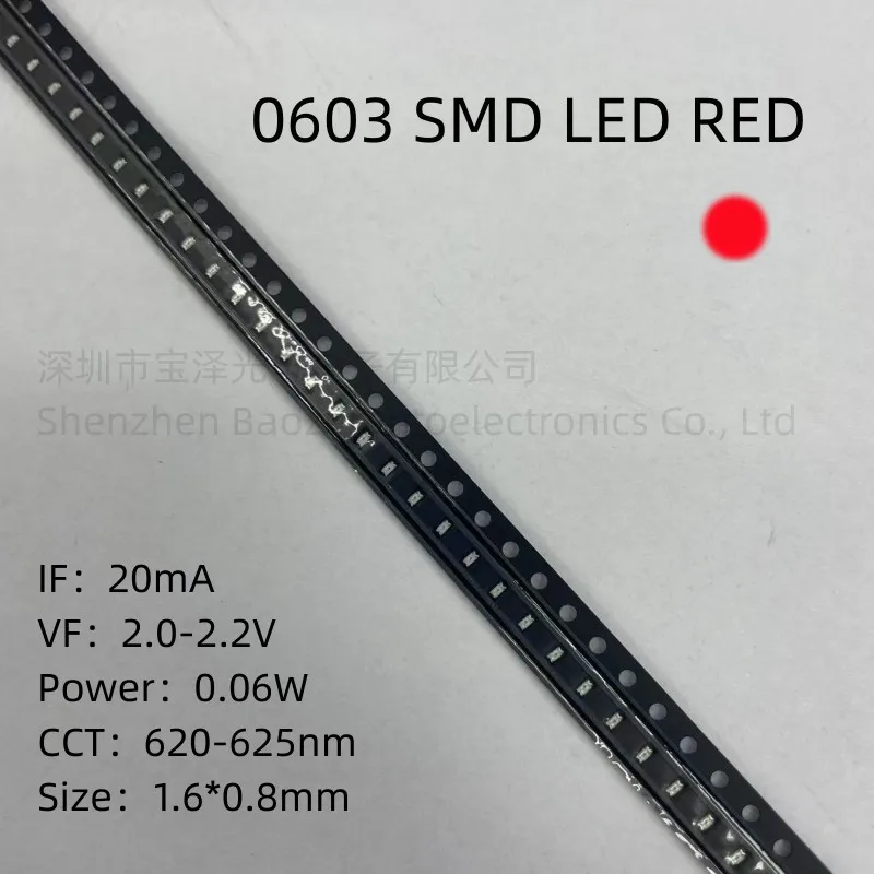 0603 SMD LED Red Yellow Green White Blue Orange Pink Ice Blue 1608 light emitting diode 100pcs/lot