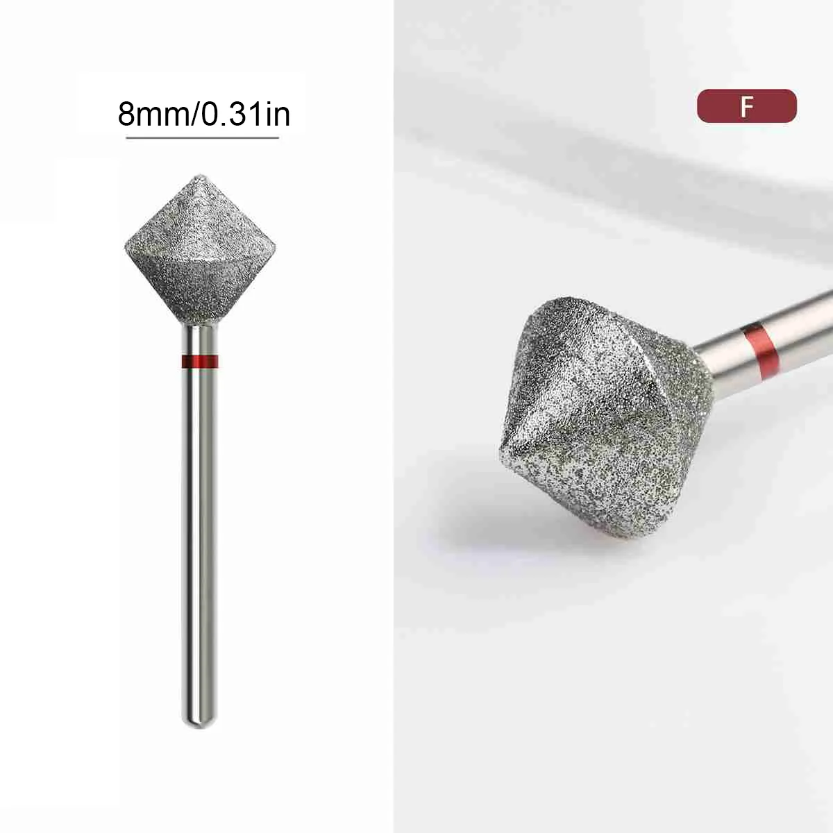 8mm Rhombus Nail Drill Bits Diamond E-Files Bit Round Edged Manicure Pedicure Grinding Head for Electric Nail Drill Machine