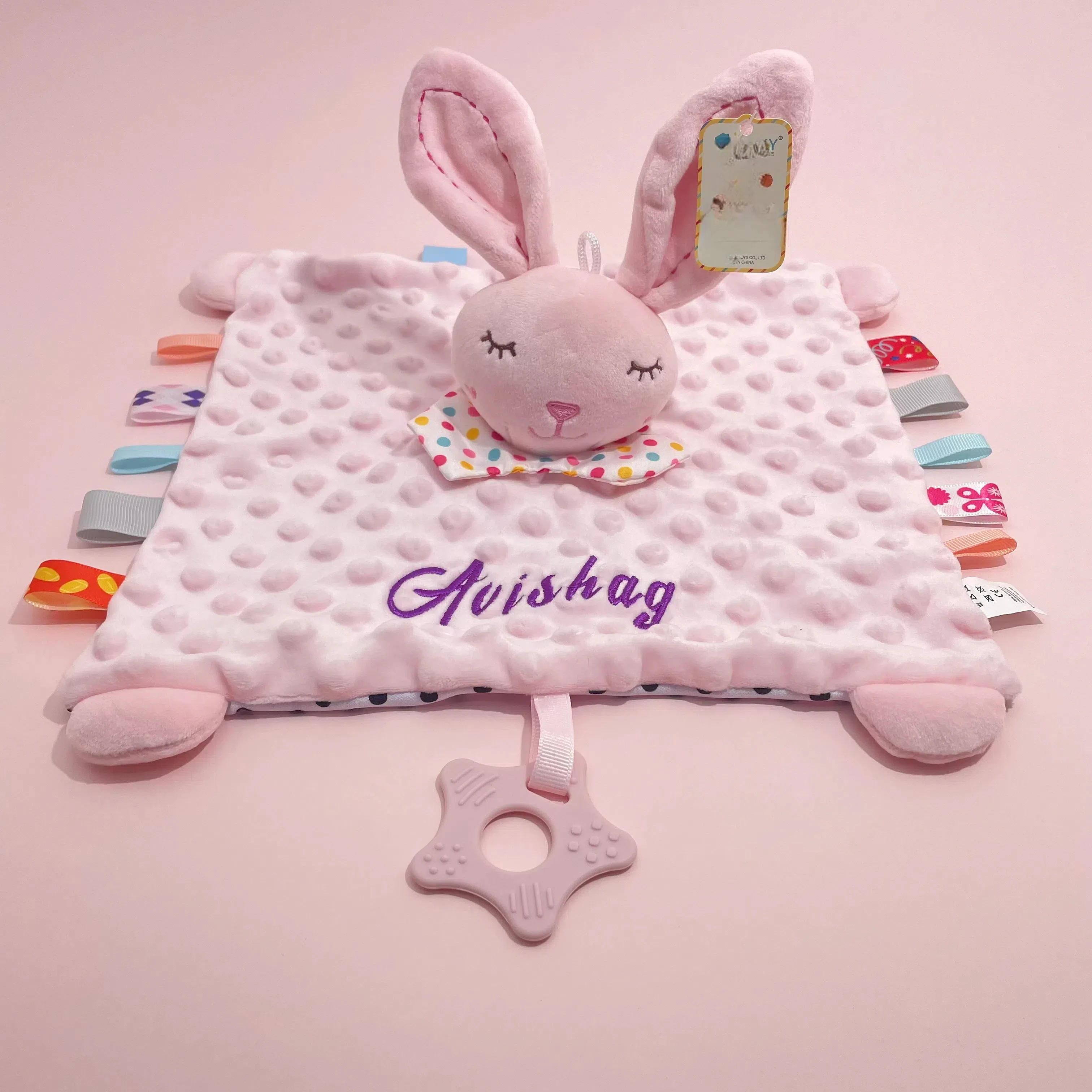 Personalisierte Baby-Elefant-Sicherheitsdecke mit Bio-Baumwoll-Silikon-Beißring, hypoallergene Geschenke für die Dusche von Neugeborenen – Detail 21