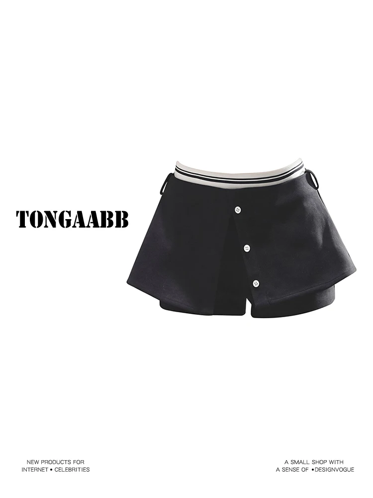 Women's Grey Skirt Vintage Aesthetic Preppy Style Low Waist Mini Skirt Harajuku Y2k  A-line Skirts 2000s Clothes Spring