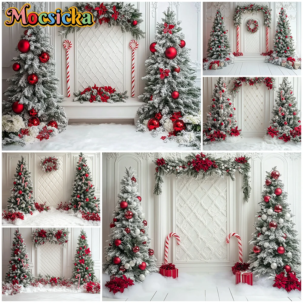 

Mocsicka Christmas Tree Photo Background Room Palace Wall Decorations Winter Snow New Year Party Photography Backdrops Wallpaper