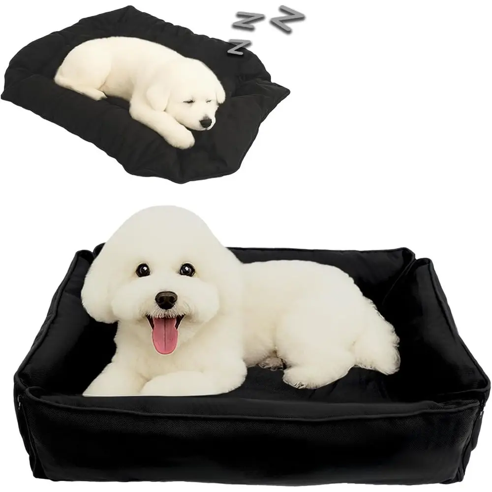 

Ортопедическая лежанка для собак, устойчивая к укусам, с противоскользящим основанием, моющаяся, портативная, черная