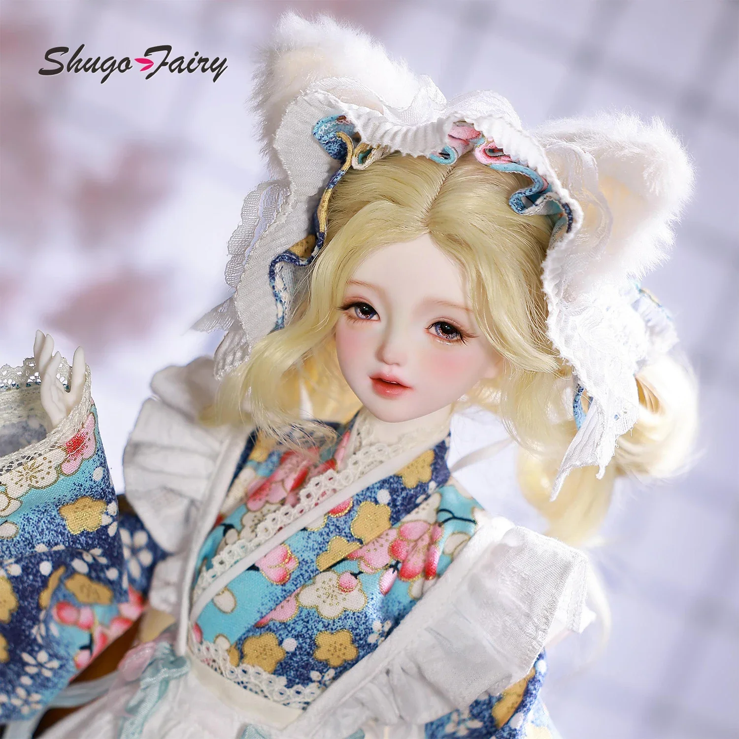 BJD Doll 1/4 Koti B Japanese Maid Full Kimono Set of Clothes with Cherry Blossom Patterns ShugaFairy