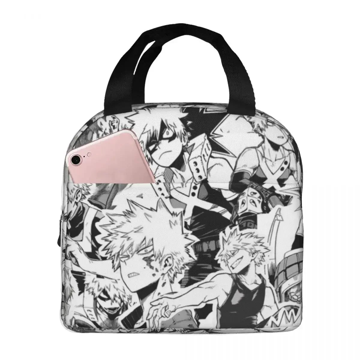 Katsuki Bakugo Thermal Insulated Lunch Bag Insulated bento bag Reusable Bento Pouch Leakproof Lunch Box Tote Outdoor Boy Girl