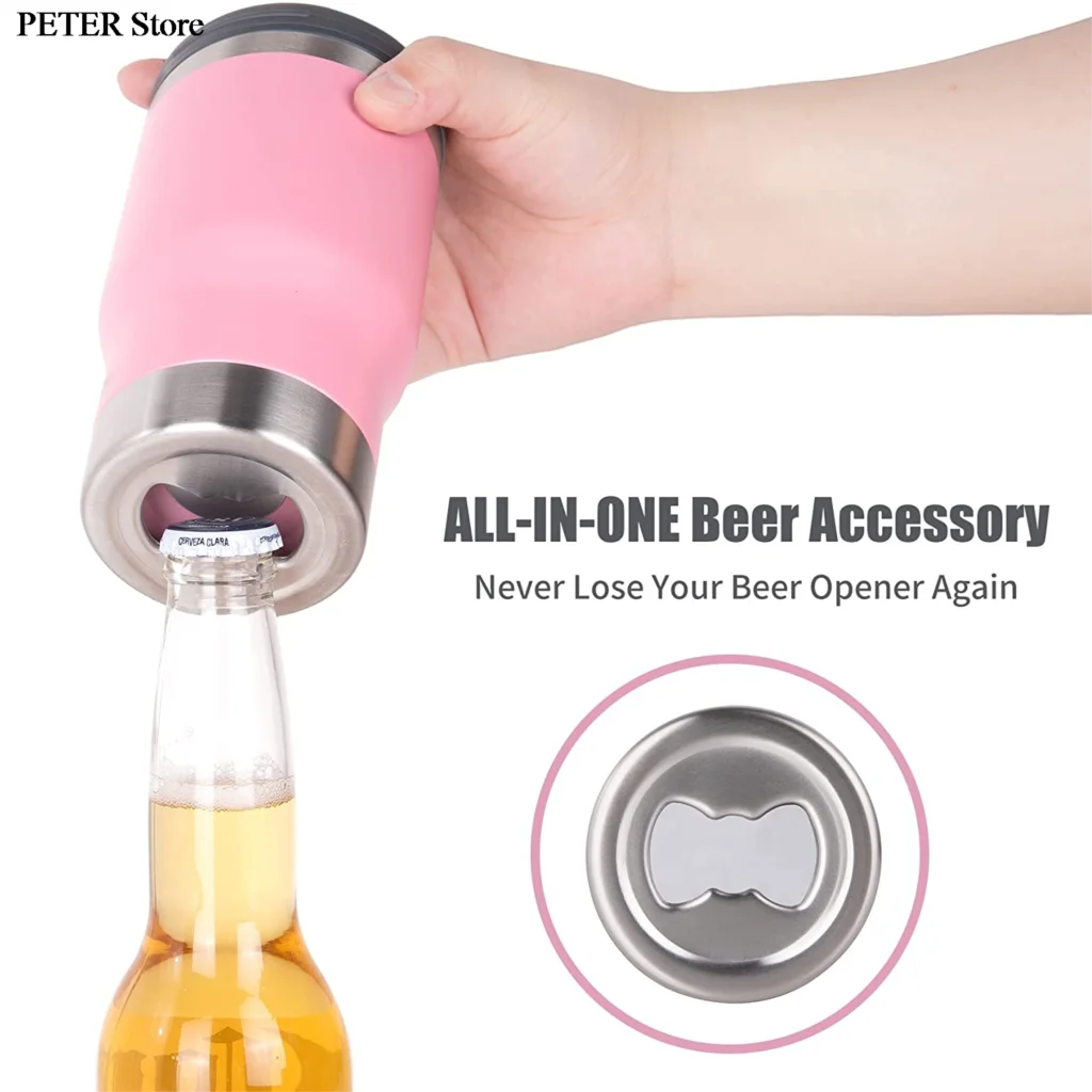 5 in 1 Stainless Steel Insulated Beer Opener Cooler 14oz Thermos Coffee Mug Insulated Holder With 2 Lid Water Bottle Thermal Cup