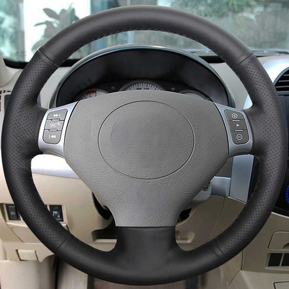 DIY Hand-stitched Black Artificial Leather Car Steering Wheel Cover For Chery Tiggo 2007-2010 QQ3 2006-2012 A1 2011