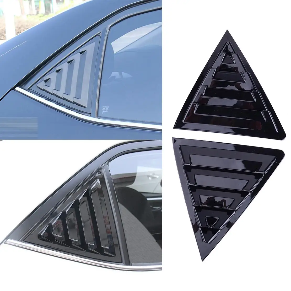 

2Pcs Glossy Black Car Rear Side Window Scoop Louver Vent Cover Trim Fit for Toyota Corolla 2014-2018