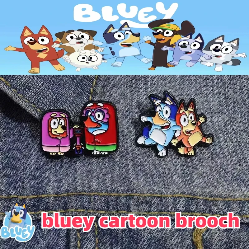 Kawaii Anime  Bluey peripheral brooches Anime Cartoon Shirt Backpack Decoration Lapel Pin Brooch Badge for Kids Jewelry Gift