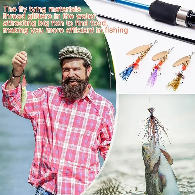 Flashabou Fly Tying Materials, Making Fly Jig - Fishing Lure Supplies, Krystal Flash, Saltwater Freshwater Fishing Accessories