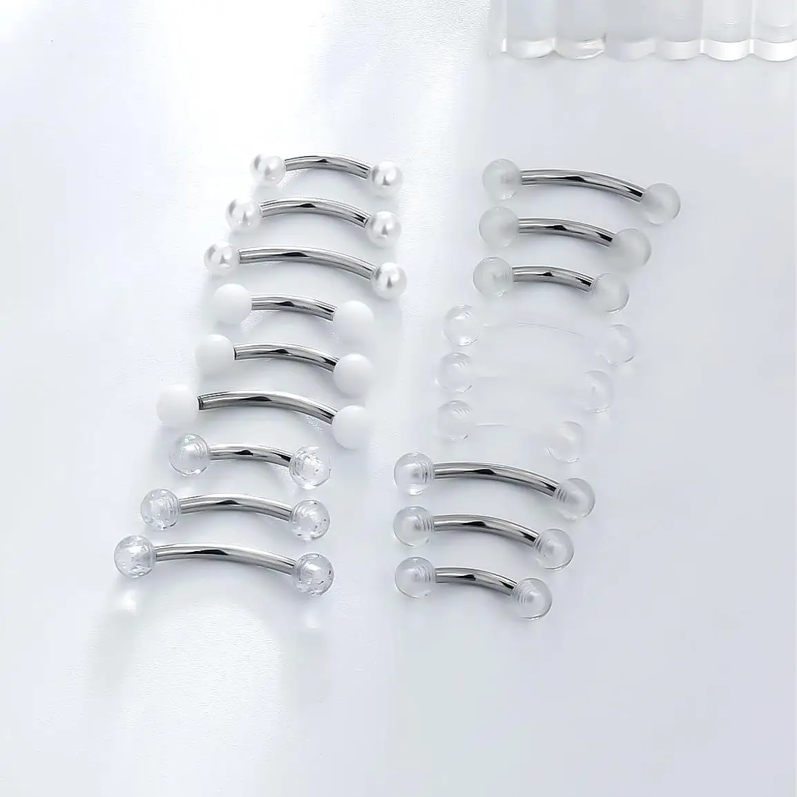 18pcs 16G Eyebrow Ring Rook Vertical Labret Daith Belly Button Bridge Curved Barbell Piercing Jewelry for Women Men 6/8/10mm