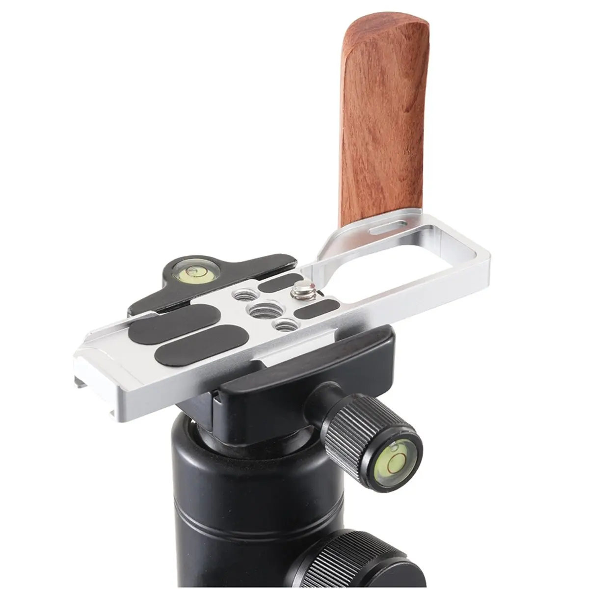 Держатель-кронштейн Hand Grip L Bracket для IV GRIV GR4, серебристый, MDF, быстросъемная пластина, алюминиевый сплав + дерево