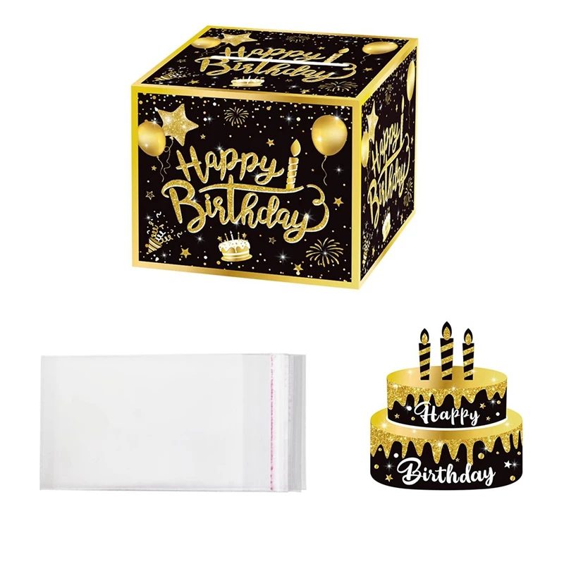 Money Box for Cash Birthday, Conjunto de presente com cartão de aniversário e sacos adesivos, Fácil de usar