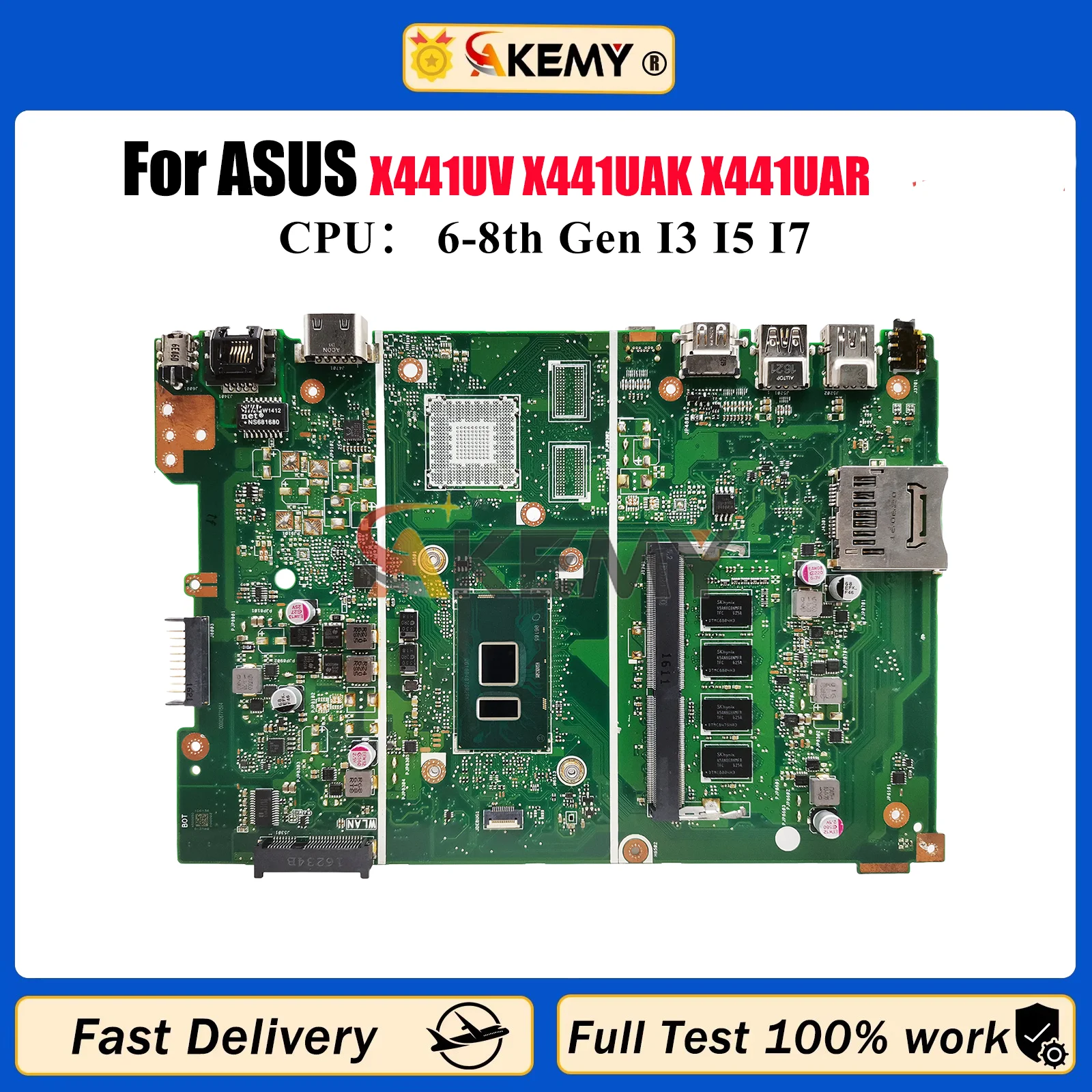 

X441UA Материнская плата для ноутбука ASUS X441U A441U F441U X441UV X441UB X441UVK X441UAK X441UAR X441URK X441UF Материнская плата I3 I5 I7 CPU