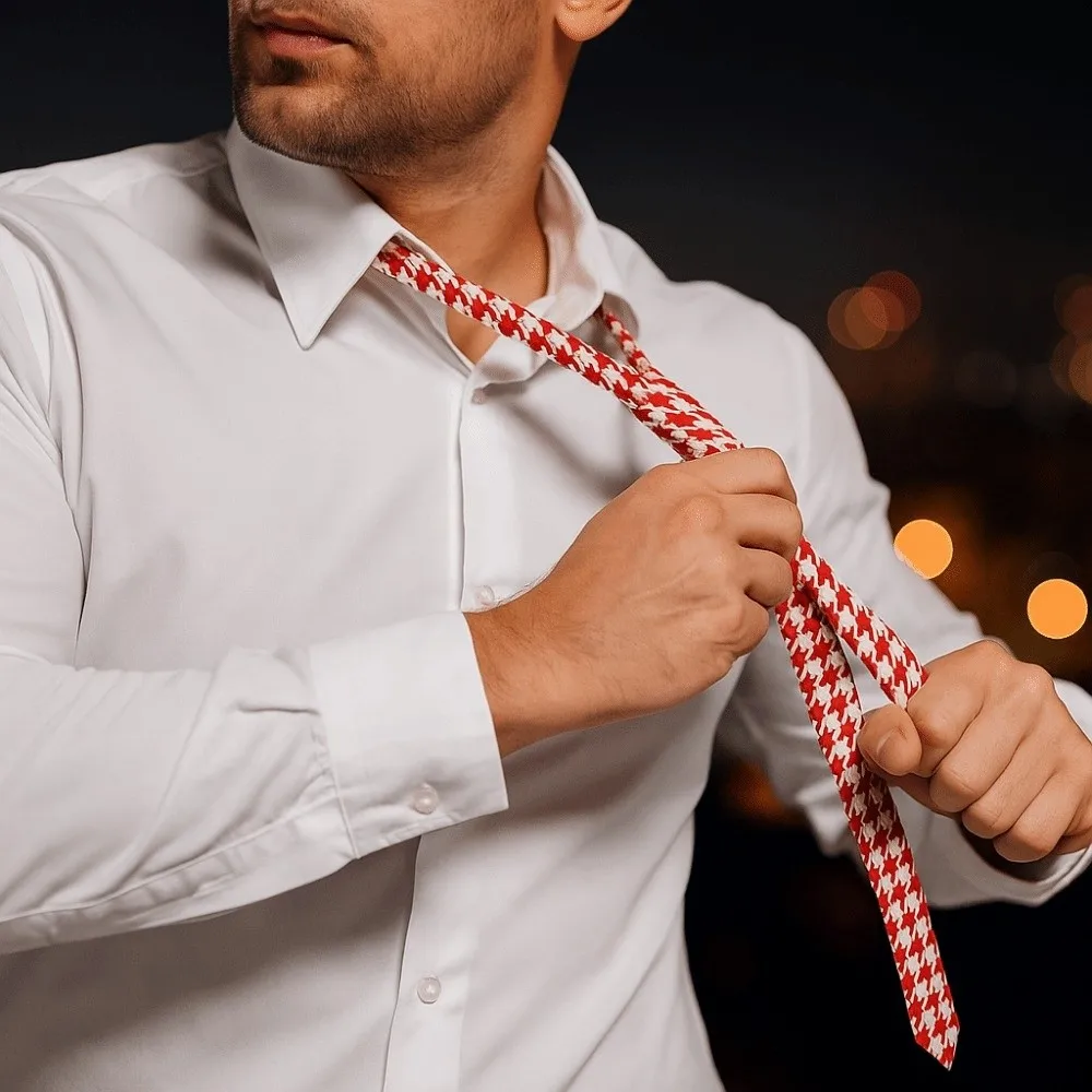 

Fashion 8cm Houndstooth Tie Adjustable Soft Classic Tie Hand Tied Narrow Men Necktie Shirt