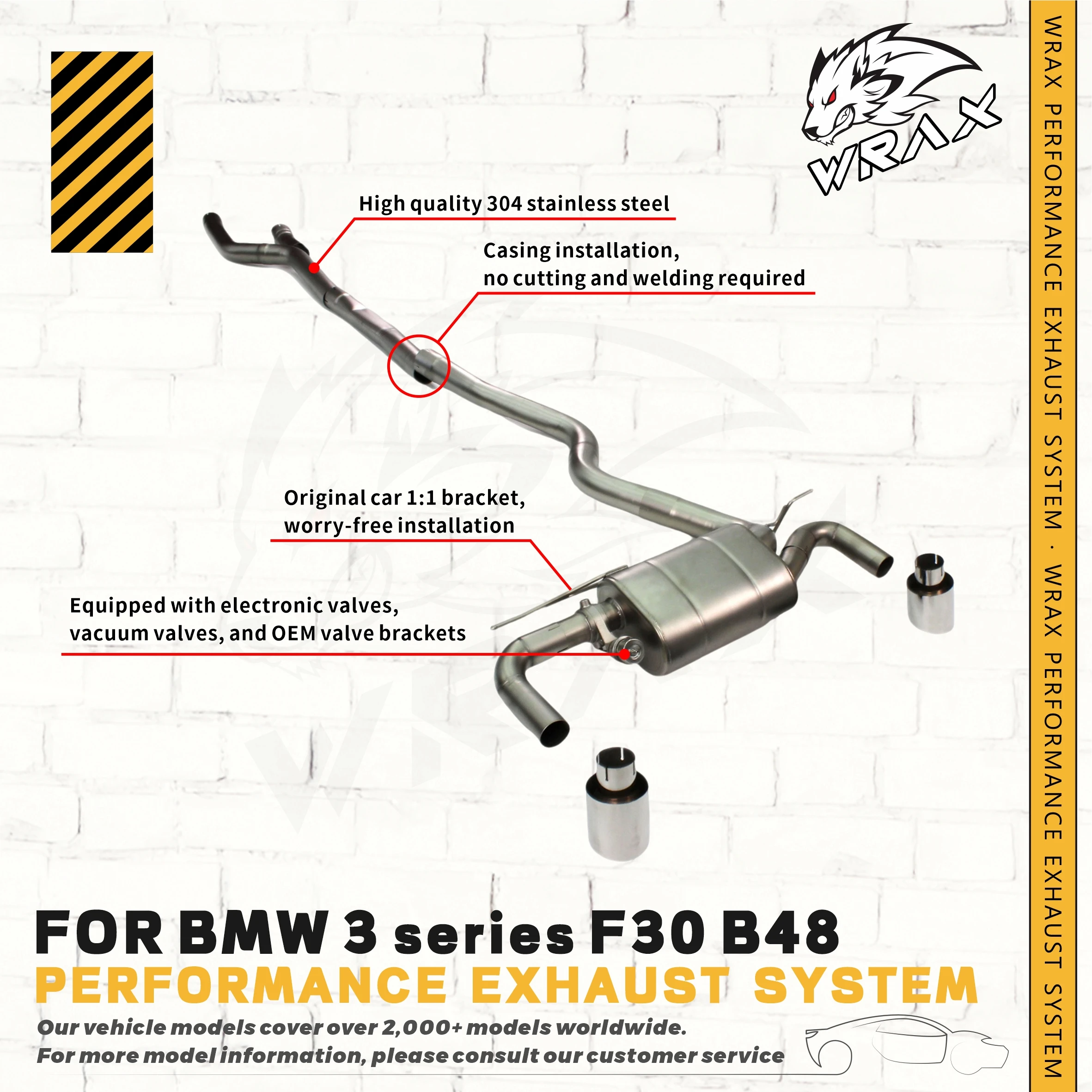 

WRAX (for BMW 318 320I 328I 330I 335 340 F30 B48with Valve Control Exhaust System) Auto Accessories Catback Exhaust Pipe