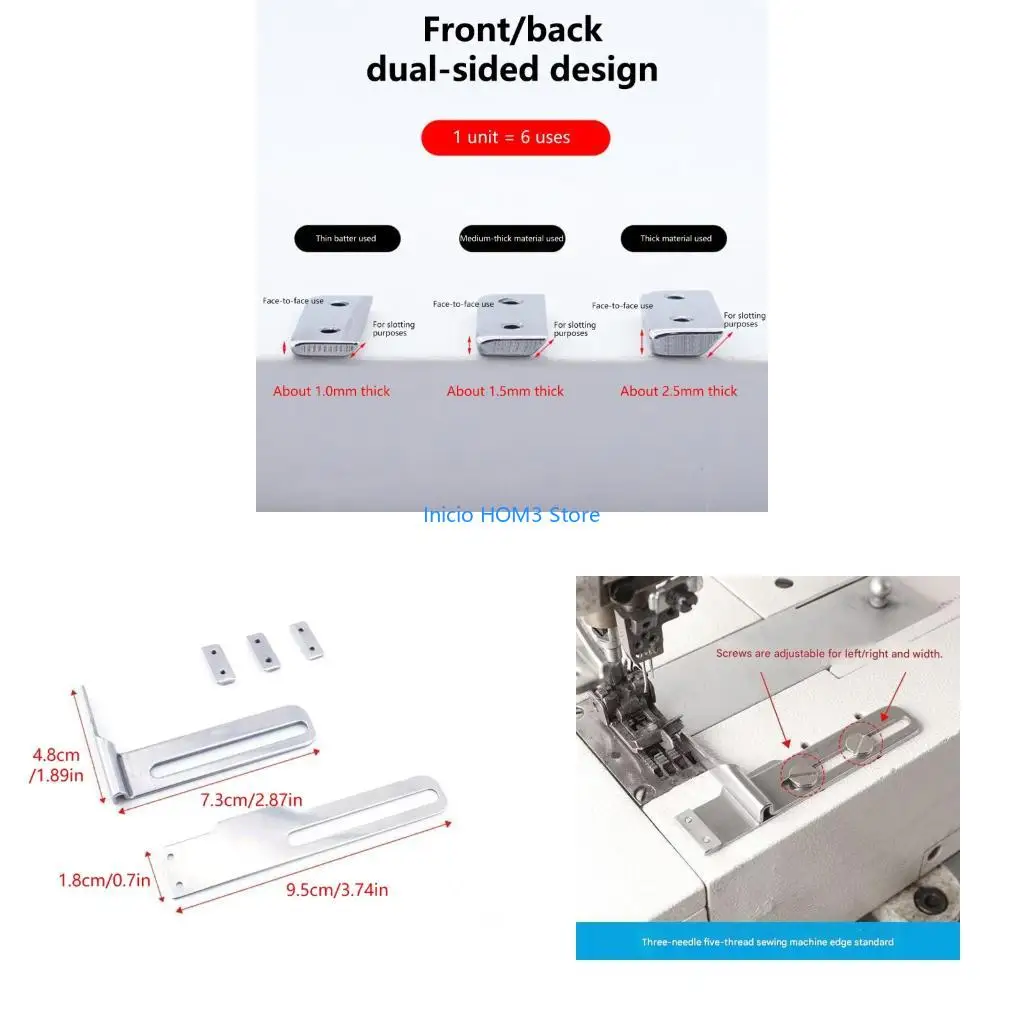 A5YD Professional 3Needle 5thread Zigzag Foot Adjustable Width Sewing Machine Guide For Precise Stitching On Various Fabrics