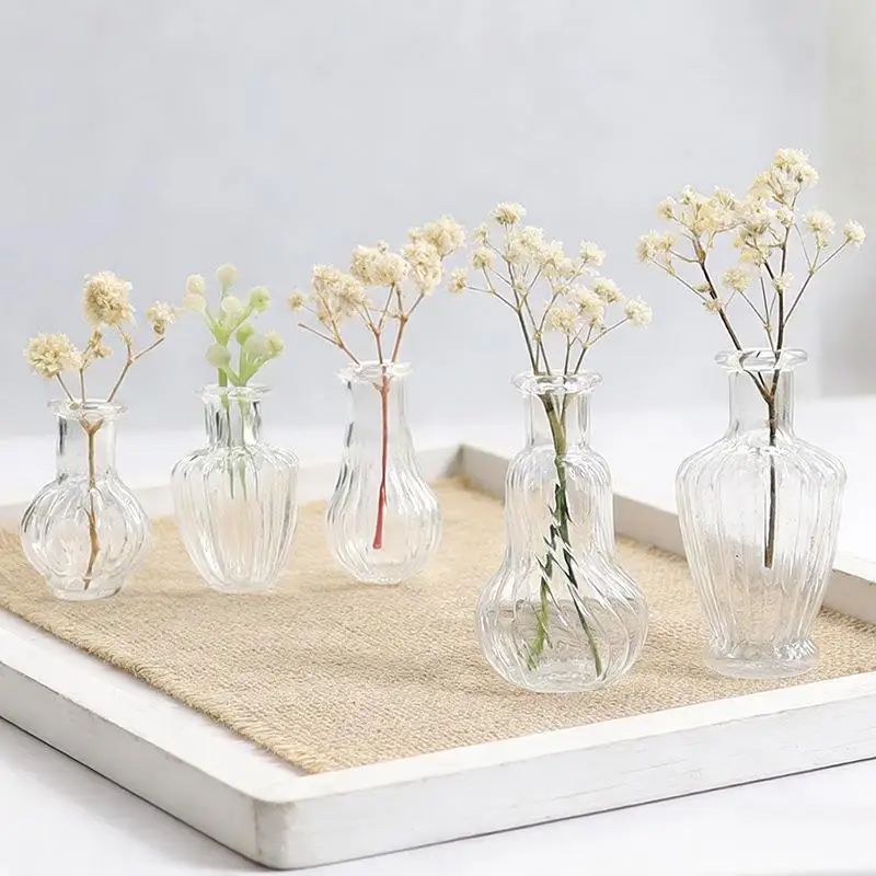 {#} 1Pcs Miniature Glass Vase Decoration Fairy Garden Scene MINI Art Plant Hydroponic Vase Glass Crafts DIY Aromatherapy Bottle