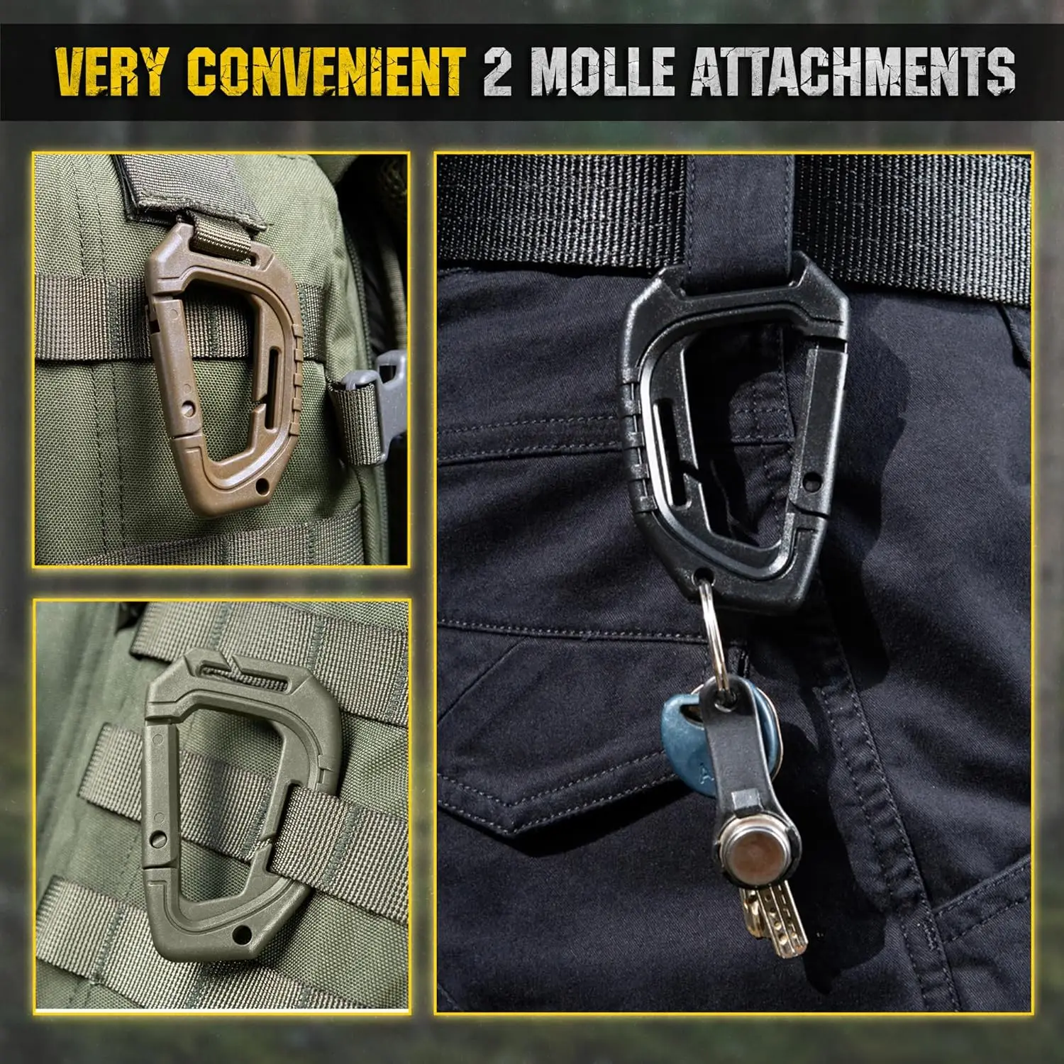 5Pcs Militärische Taktische Karabiner Clip Hartplastik D Ring Molle Gurtband Schnalle Schnelle Frühling Snap Haken Outdoor Camping EDC Werkzeug – Detail 4