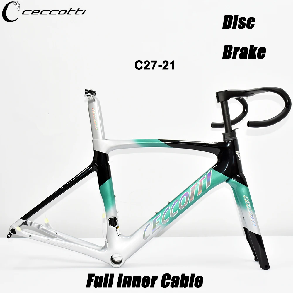 CECCOTTI-Carbon Road Bicycle Frame, Disc Brake, Max 700 x 30C, Full Internal Cable, 49-58cm, Bike Frames 2024