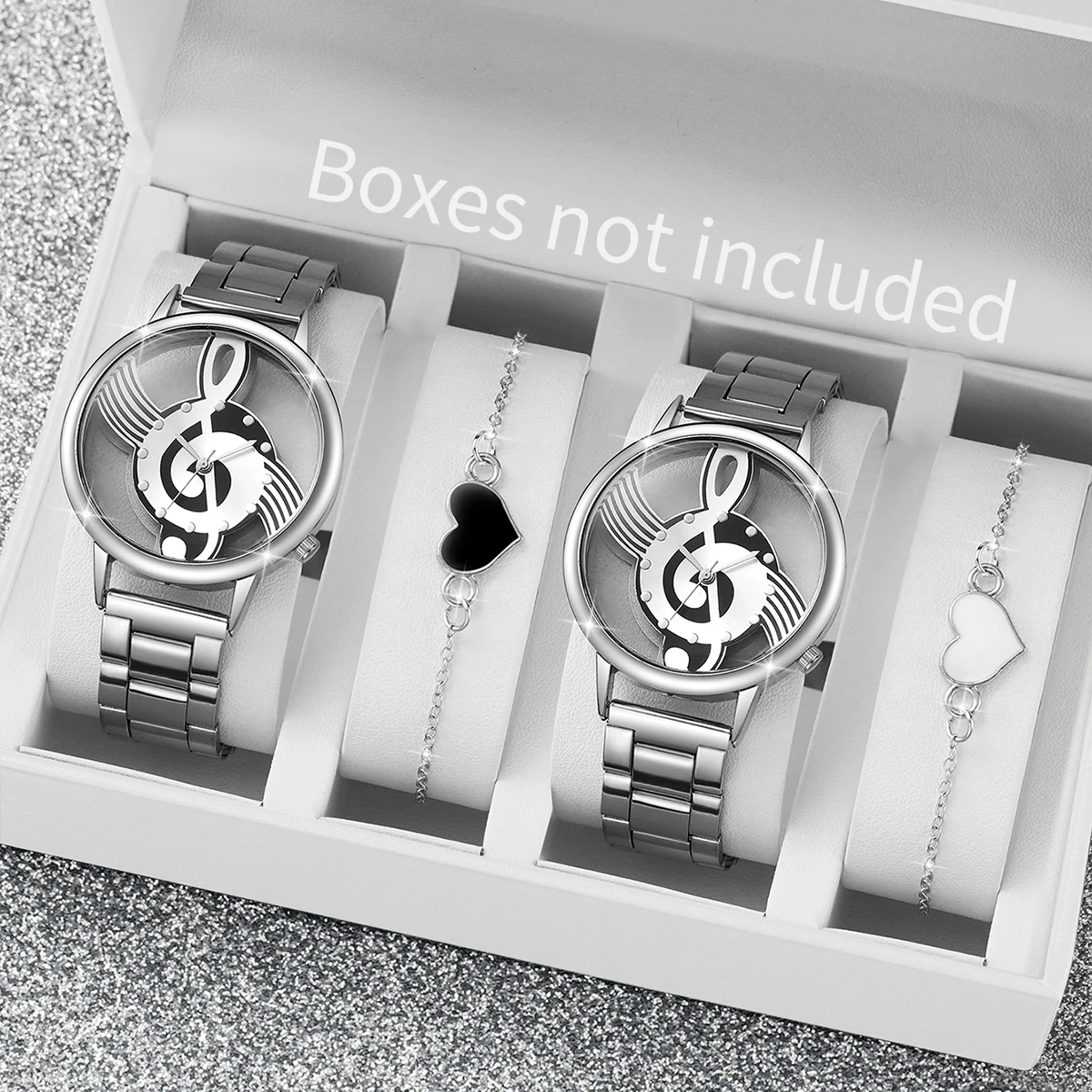 2/4PCS Women Watches Fashion Hollow-out Dial Quartz Watch for Women Clock Heart Bracelets Set Reloj Mujer（Without Box）