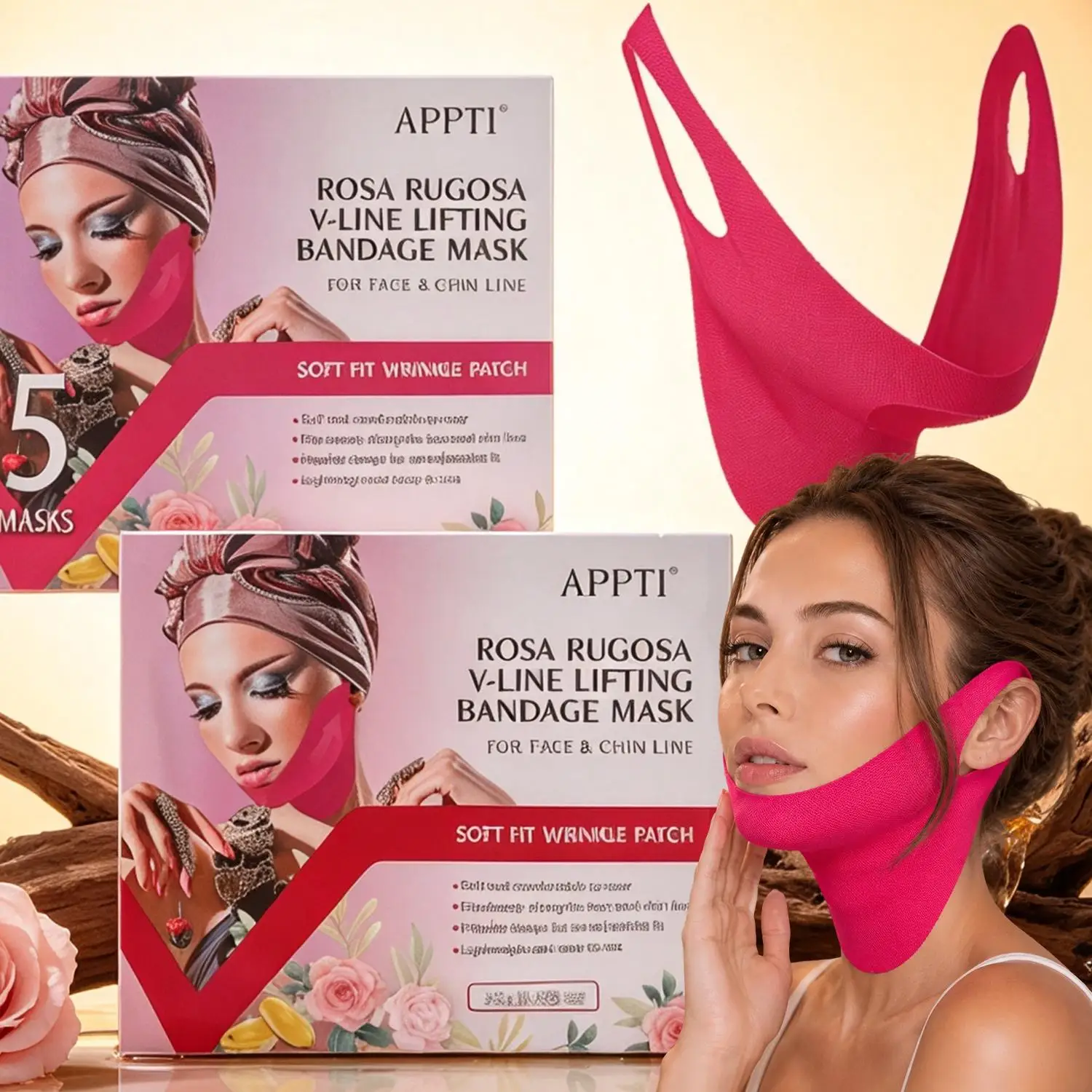 V‑Shape Firming Mask Face Neck Lifting Double Chin Lift Belt Wrinkle Patches Moisturizing Smoothing Fine Lines Skin Care Masks