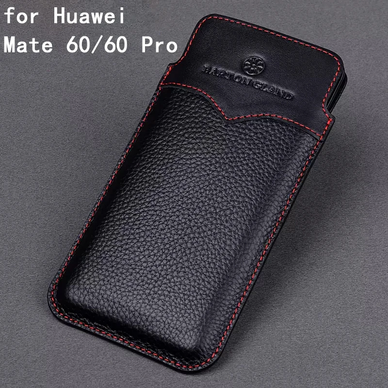 Luxury Genuine Leather Pouch for Huawei Mate 60 Case Handmade Phone Carcasa for Huawei Mate 60 Pro Skin Mate 60Pro+ Funda Coque