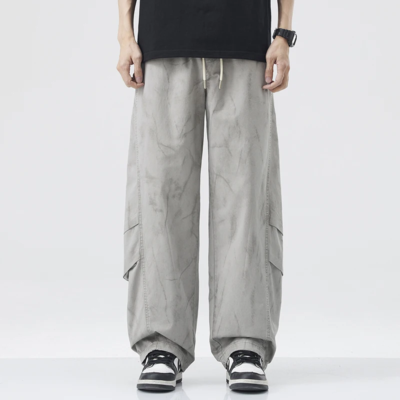 

Spring Summer Thin Casual Pants Men's Loose Drapey Straight Leg Workwear Trousers American Sle Dir Wa Wide Leg Pants