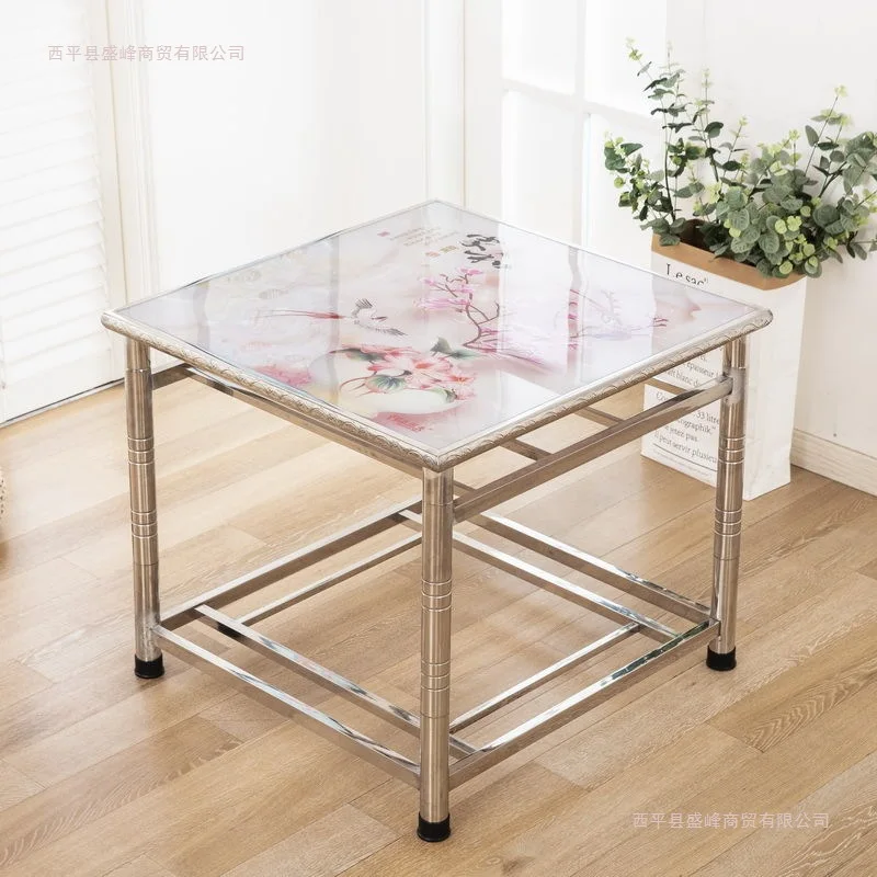 DSA thickened household stainless steel table heating rack square winter folding assembly dining table
