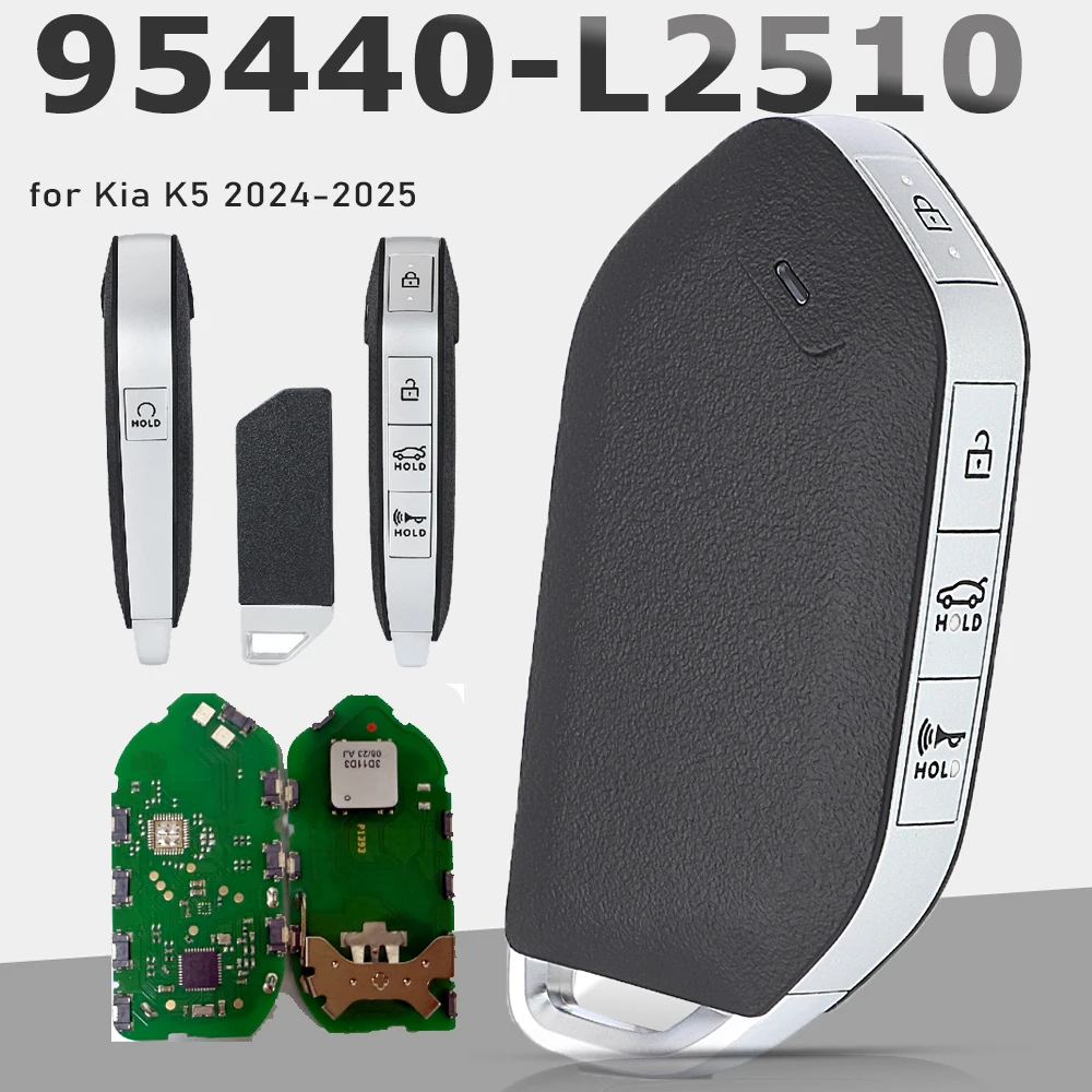 

PN: 95440-L2510 Smart Remote Key FOB 5 Buttons 433MHz 4A Keyless Go for Kia K5 2024-2025