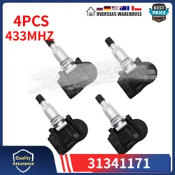 TPMS 자동차 타이어 센서 31341171, 타이어 압력 모니터 시스템 센서, 2014 2015 2016 볼보 XC60 V60 S60 II V40 V70, 433Mhz, 4 개