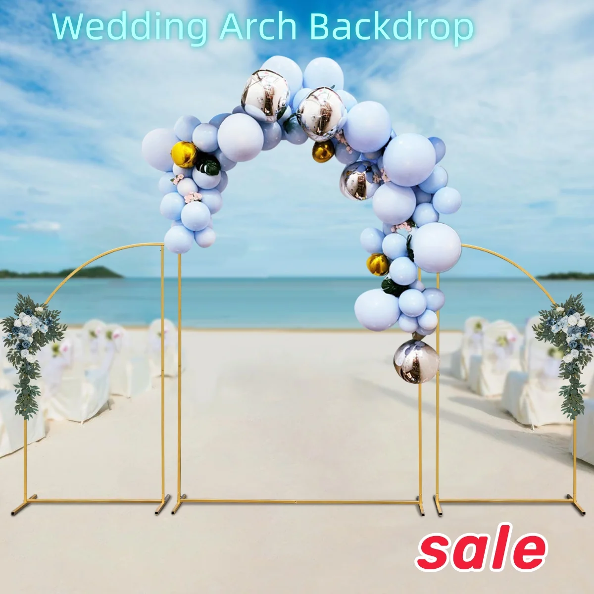 Gold Metal Wedding Arch Backdrop Stand for Ceremony Bridal Party Decoration  Flower Display Frame Background